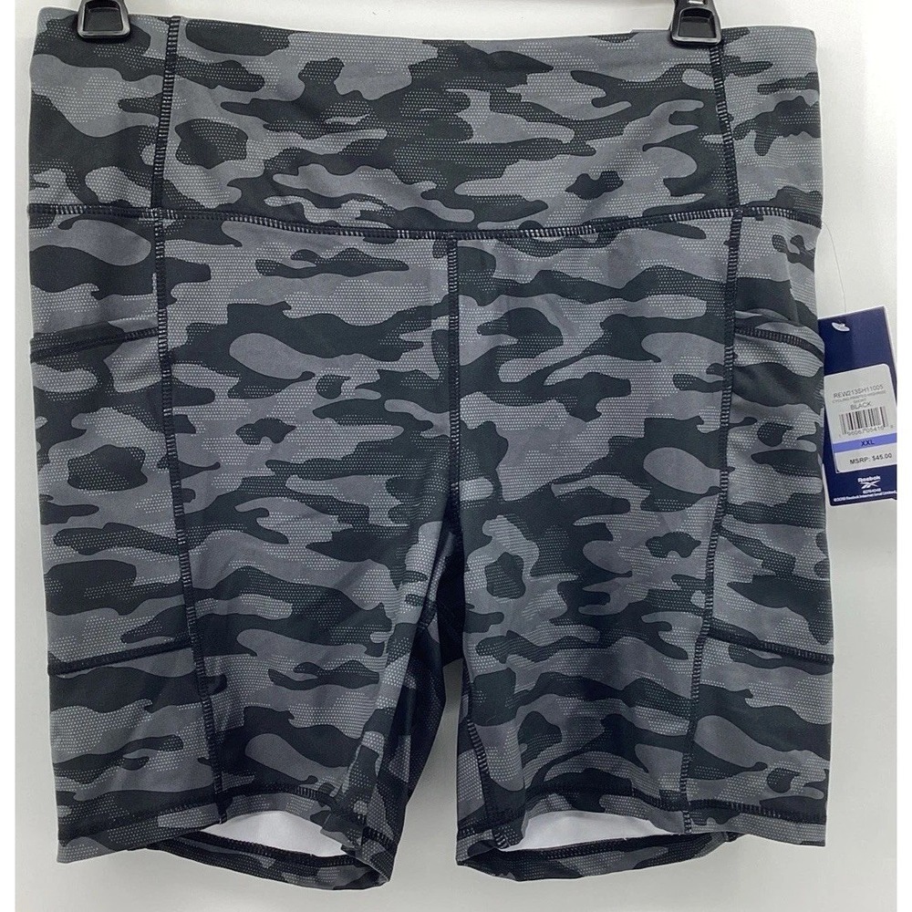 Reebok Fitted Cycling Printed HighRise Short Black Camo Print size XXL